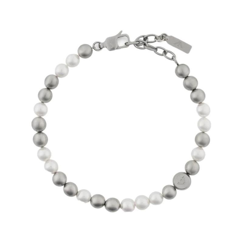 Emporio Armani inlaid design glass pearl bracelet men s silver EGS3177040 серебряный