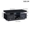 100x50x43cm Schwarzer Hochglanz-Couchtisch, mit steuerbaren LED-Leuchten, Mobile App, Wohnzimmertisch mit Schrank, Sofatisch mit Ladeanschluss und