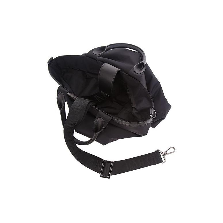 Emporio Armani Logo Zip Closure Cotton Tote Shoulder Bag Men Bags Black Y4N183-Y217J-80001