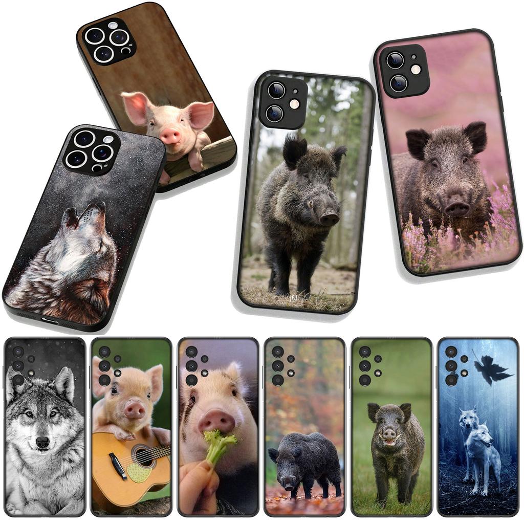 Schwein Wildschwein Wolf Handyhülle Case für Samsung Galaxy S25 S24 S22 S23 FE Ultra Plus A56 A05 A06 A15 A16 A55 S7 Edge Hülle