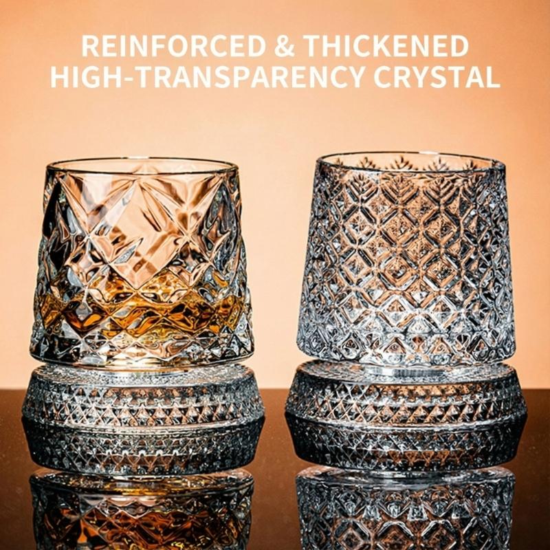 Premium Clear Whiskeys Glass with Rotating Base for Stress Reduction Crystal Cocktail WIne Glass Elegant Glassware Gift