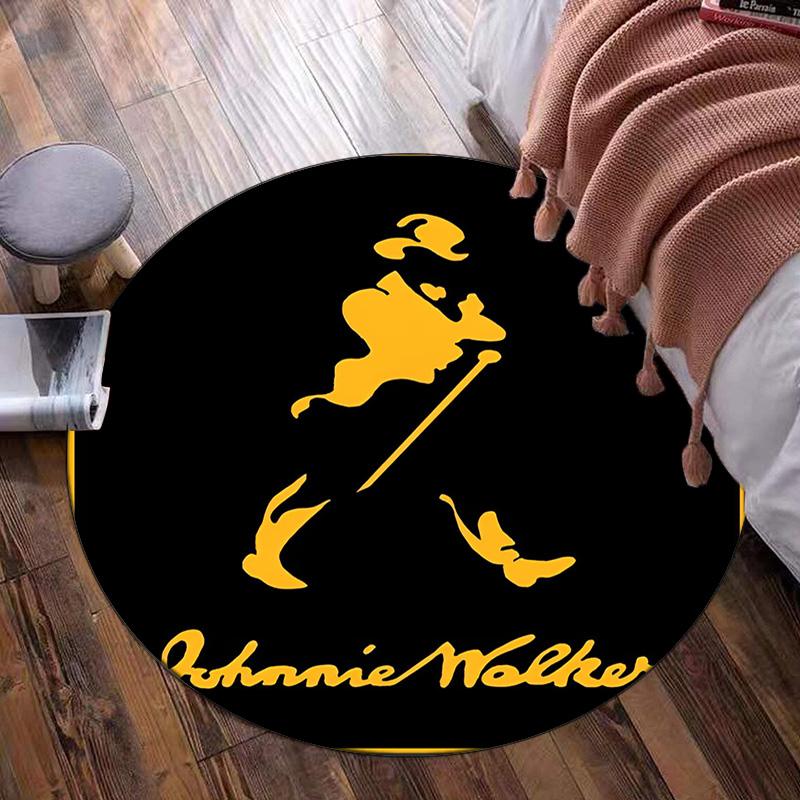 Johnnie Walker Round Rug for Livingroom,Bedroom, Palyroom, Chair Rug, Area Rug, Circle Carpet, Fan Christmas Gift