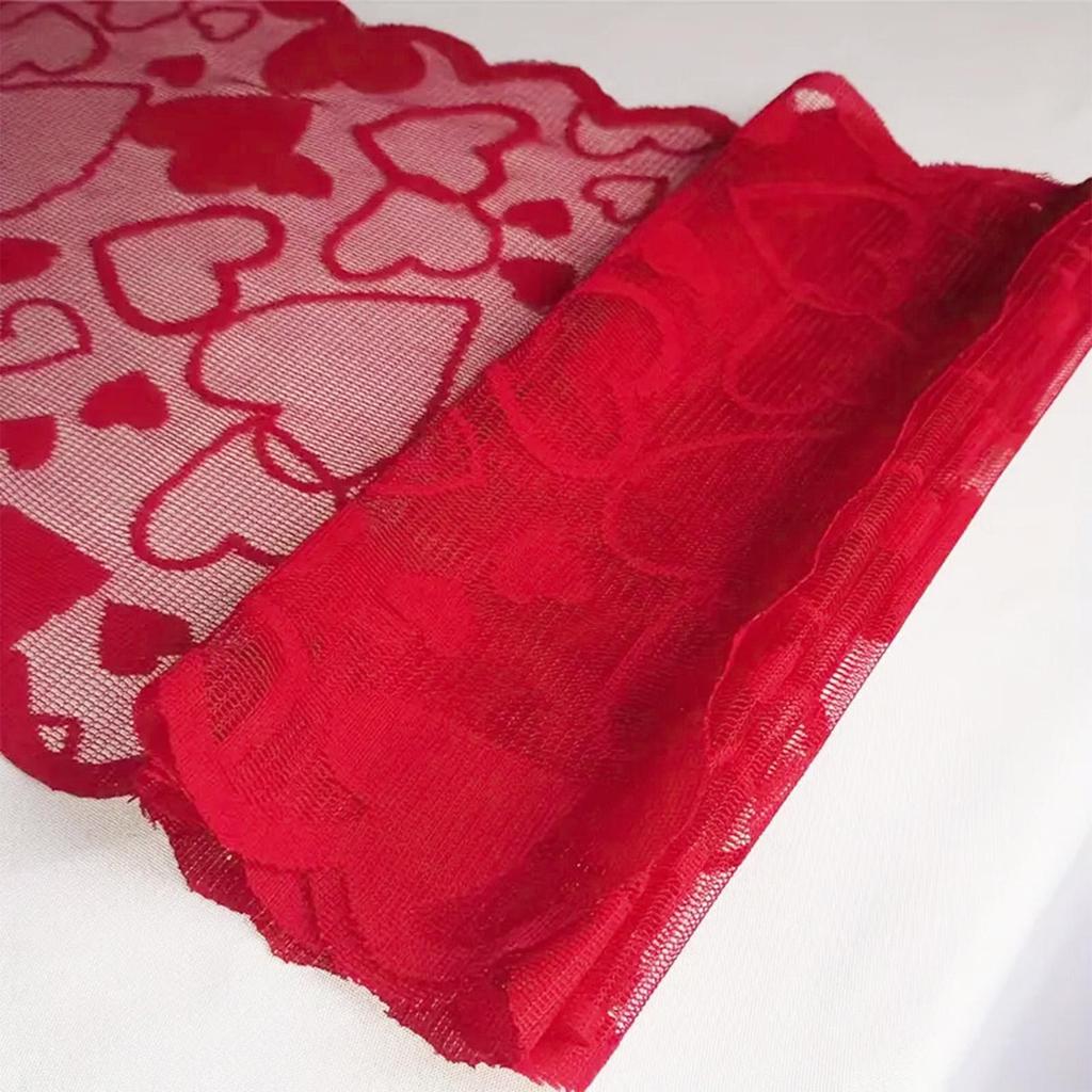 Table Runner Valentine's Day Decoration Romantic Lace Red Heart Love Table Cover Valentine Wedding Anniversary Party home decor
