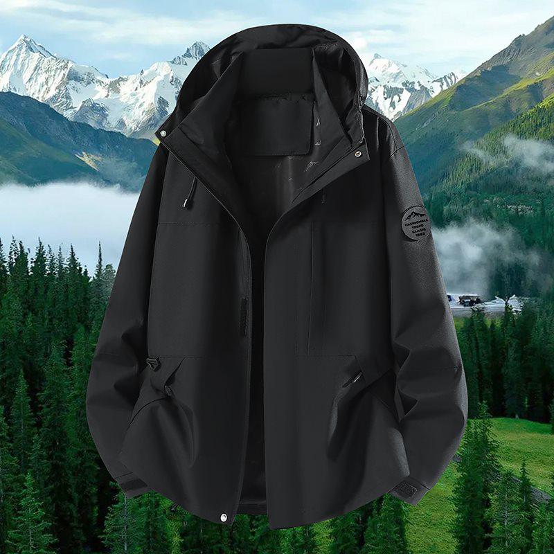 Spring Outdoor Sports Single-Breasted Casual Jacket - Versatile, Three-Proof, Solid Color Design for Couples