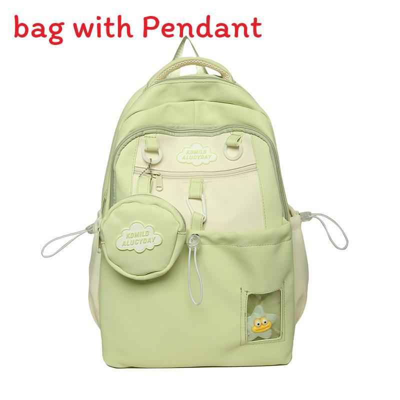 Girls Nylon School Backpack Waterproof Soft Sweet Style For Campus Use