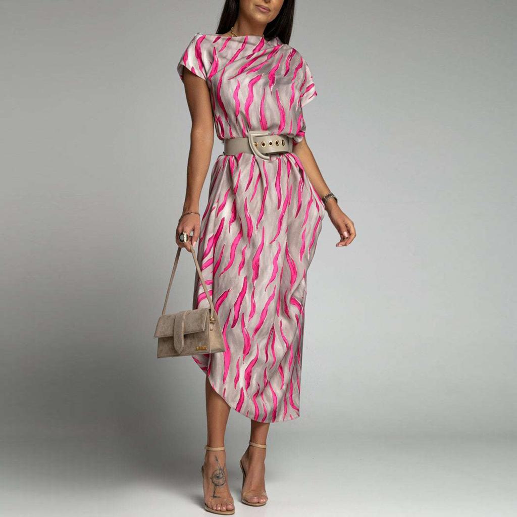 Fashion Women's Casual Fashion Printed Pullover Short Sleeve Dress