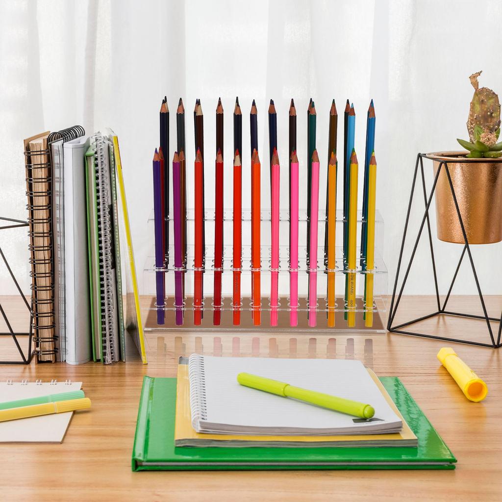 Stifthalter aus Acryl, große Kapazität, Schreibtisch, faltbarer Ausstellungsständer, Aufbewahrungsregal für Buntstifte und Pinsel, Büro-Organizer, Schulbüro