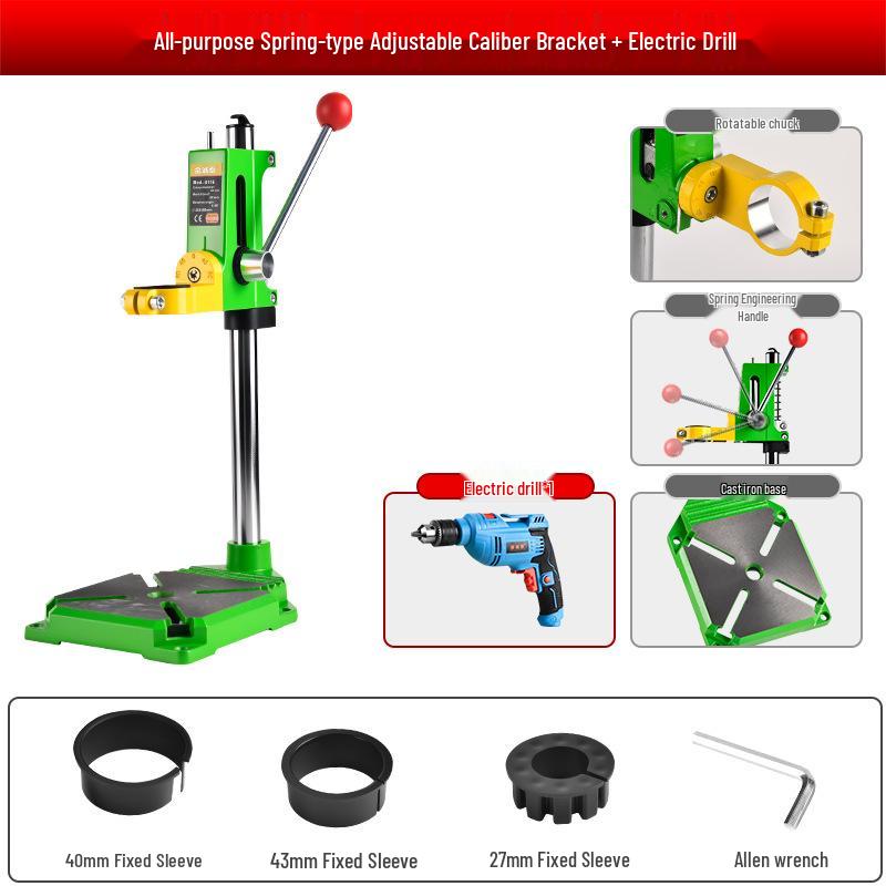 Multi-Functional Rotary Drill Stand Converts to Mini Bench Drill and Hole Punch Press