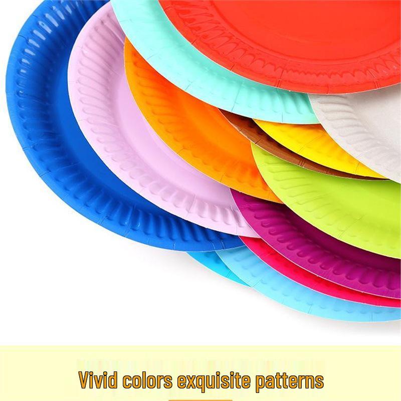 Colorful Disposable Paper Plates for Kindergarten Arts, Crafts, and Decor