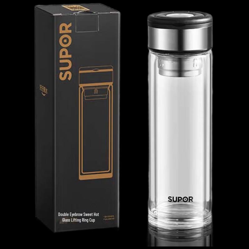 SUPOR 320ml Double Wall Borosilicate Glass Tea Infuser Bottle