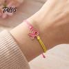 Braided Rope Wristband 2 Pcs Breast Cancer Awareness Bracelets, Adjustable String Comfortable Daily Wear Jewelry Bracelets with Ribbon Charm,