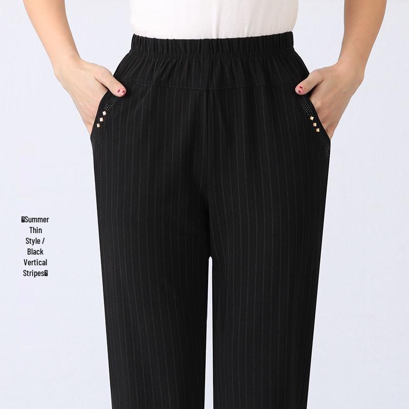 Women's High Waist Elastic Velvet Pants - Loose Straight Leg for Autumn/Winter