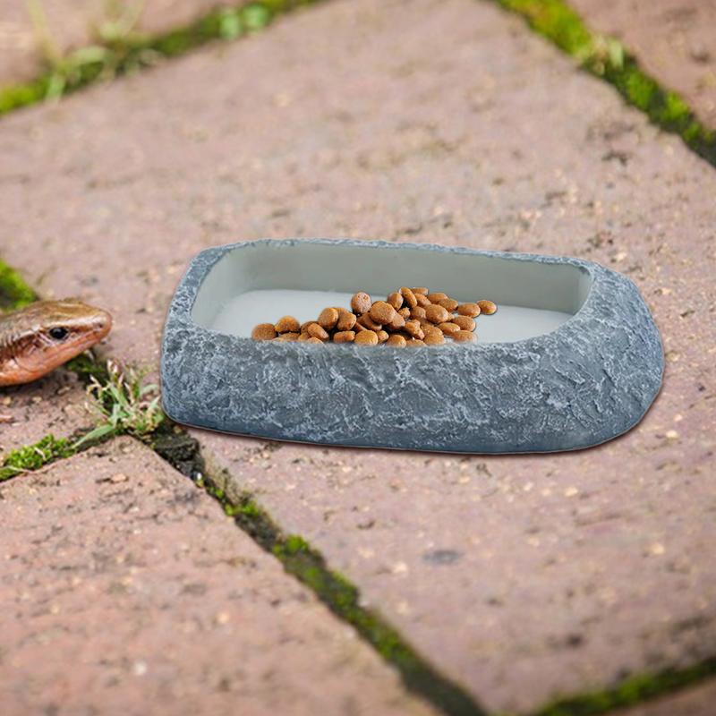 Reptile Water Dish Reptile Food Feeding Dish Terrarium Decor Resin Pet Feeder For Frog Hermit Crab Tortoise Snake Bearded Dragon