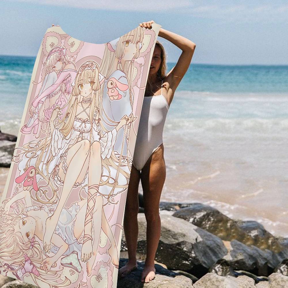 

C-Chobits Cartoon Cute Anime Bath Towel Microfiber Soft Water Absorbing Breathable For Girl Kids Decorative Cartoon Beach Towel W30*H60(CM)
