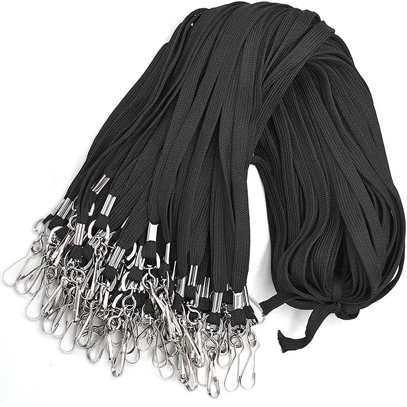 

100 pcs/lot Nylon Safety Lanyards Neck Rope For Card Holder Badge Keychain ID Card of Black Blue Red Green Landyard