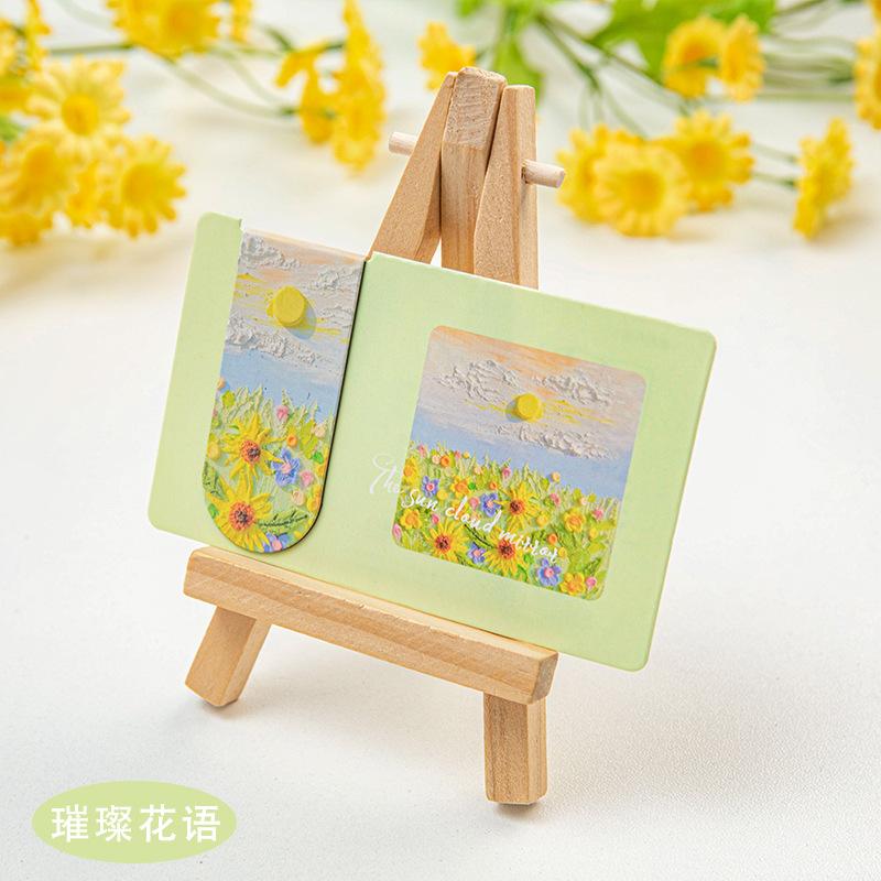 Oil Painting Magnetic Bookmarks Student Notes Classification Clips Exquisite Double Sided Paper Learning Reading Small Gifts