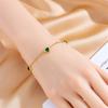 18K Gold Plated Green Heart Charm Bracelet, Dainty Emerald CZ Link Bracelet for Women, Elegant Jewelry