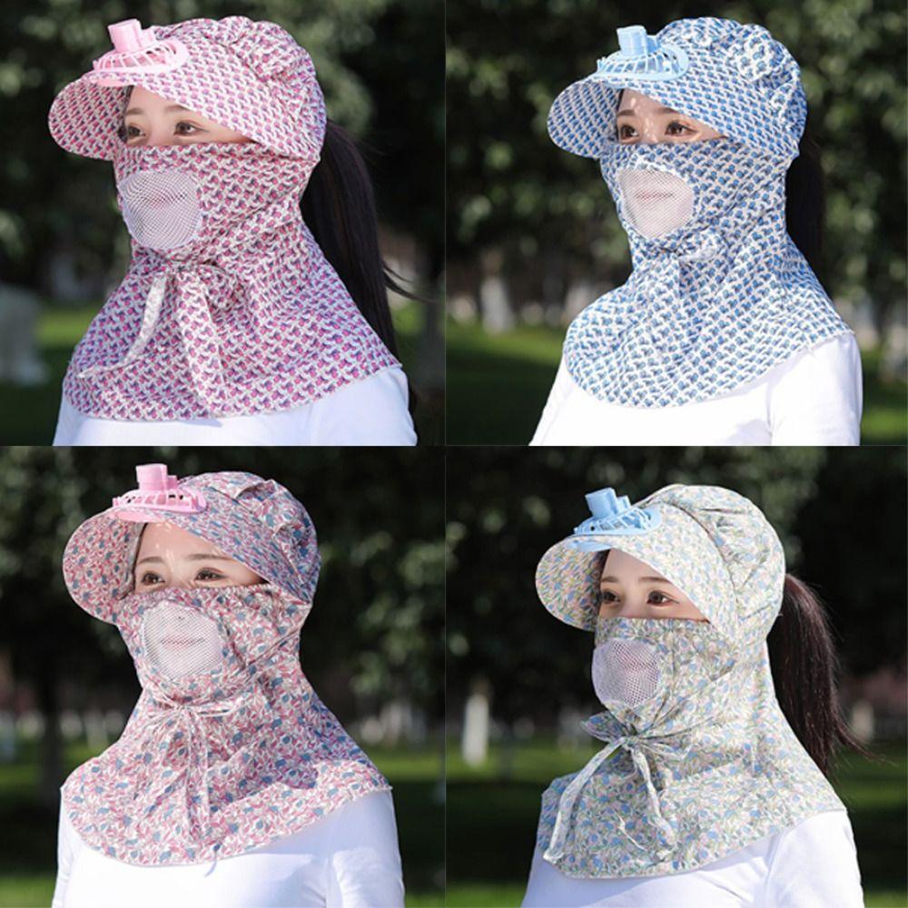 with Electric Fan Fan Camping Hat Breathable Camping Cap Fashion Face Hood Hat Outdoor