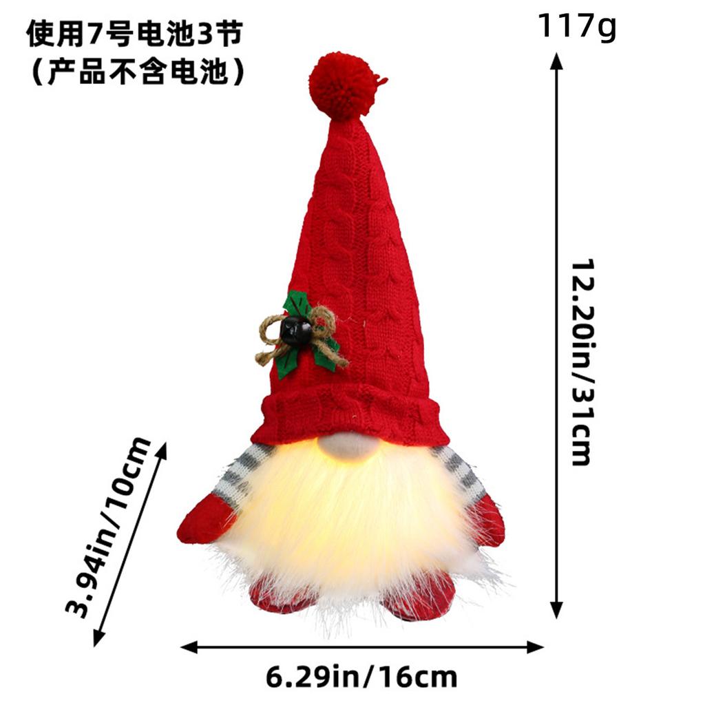 Knitted Hat With Lamp Glowing Doll Christmas Ornament Rudolph Doll Christmas Ornament Gnome Doll