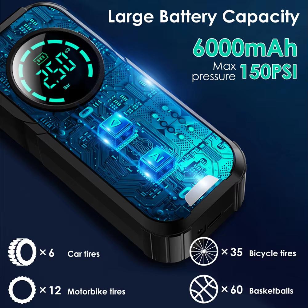 Intelligent 4-in-1 Car Emergency Starter Air Pump Mobile Power Lighting Portable Outdoor Emergency Portable Air Compressor Car Tire Inflator