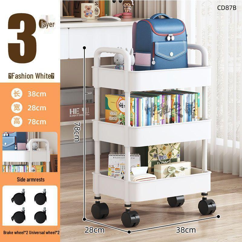 Compact Folding Carbon Steel Storage Cart for Kitchen or Bedroom