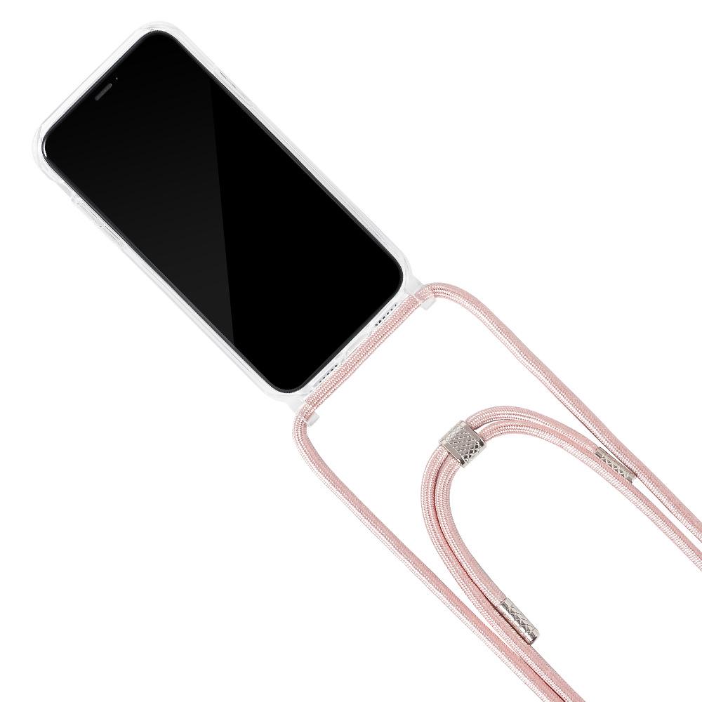 Gjennomsiktig iPhone 12 Pro Max-deksel med integrert snor for crossbody for iPhone 11, 13 Mini. Kompatibel med Apple 14.