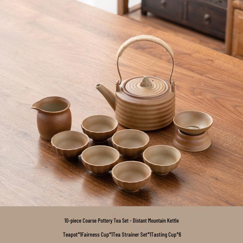 Zhishi Coarse Pottery Tea Set with Heating Teapot