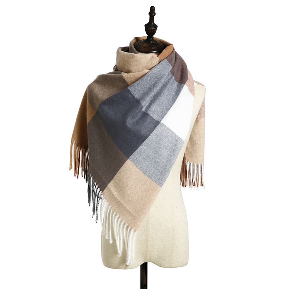 Bandana Pashmina Warm Shawl Wrap Women Plaid Scarf Korean Style Scarf Autumn Winter Shawl Scarf