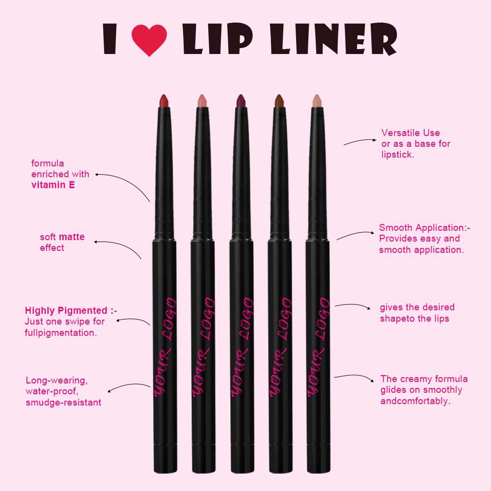 Customizable Long-Lasting Waterproof Lip Gloss and Liner Set with Mirror and Moisturizing, Nourishing Tube.