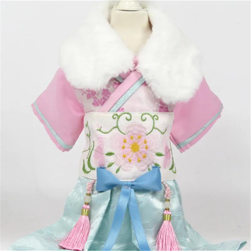 

Chinese New Year Dog Dress Winter Pet Clothes Dog Tang Suit Cheongsam Cat Puppy Costume Skirt Wedding Dresses Small Dog Outfit S розовый
