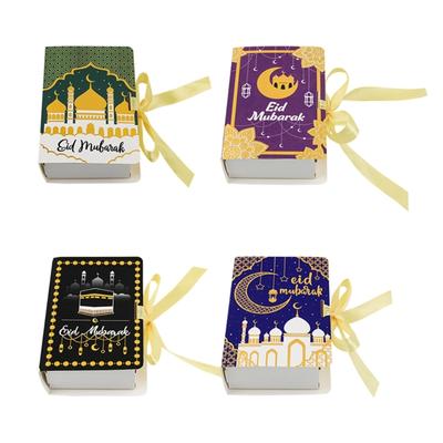 50Pieces Book Shape Eid Candy Boxes 5x3.5x1.5Inch Party Treat Boxes Candy Cookie Bags For Candies And Cookie Packaging