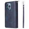 Apple iPhone 13/12 Mini Leather Case: Nine-Card Zipper Style for 14 Pro Max