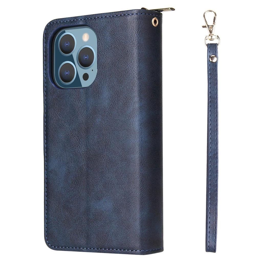 Apple iPhone 13/12 Mini Leather Case: Nine-Card Zipper Style for 14 Pro Max