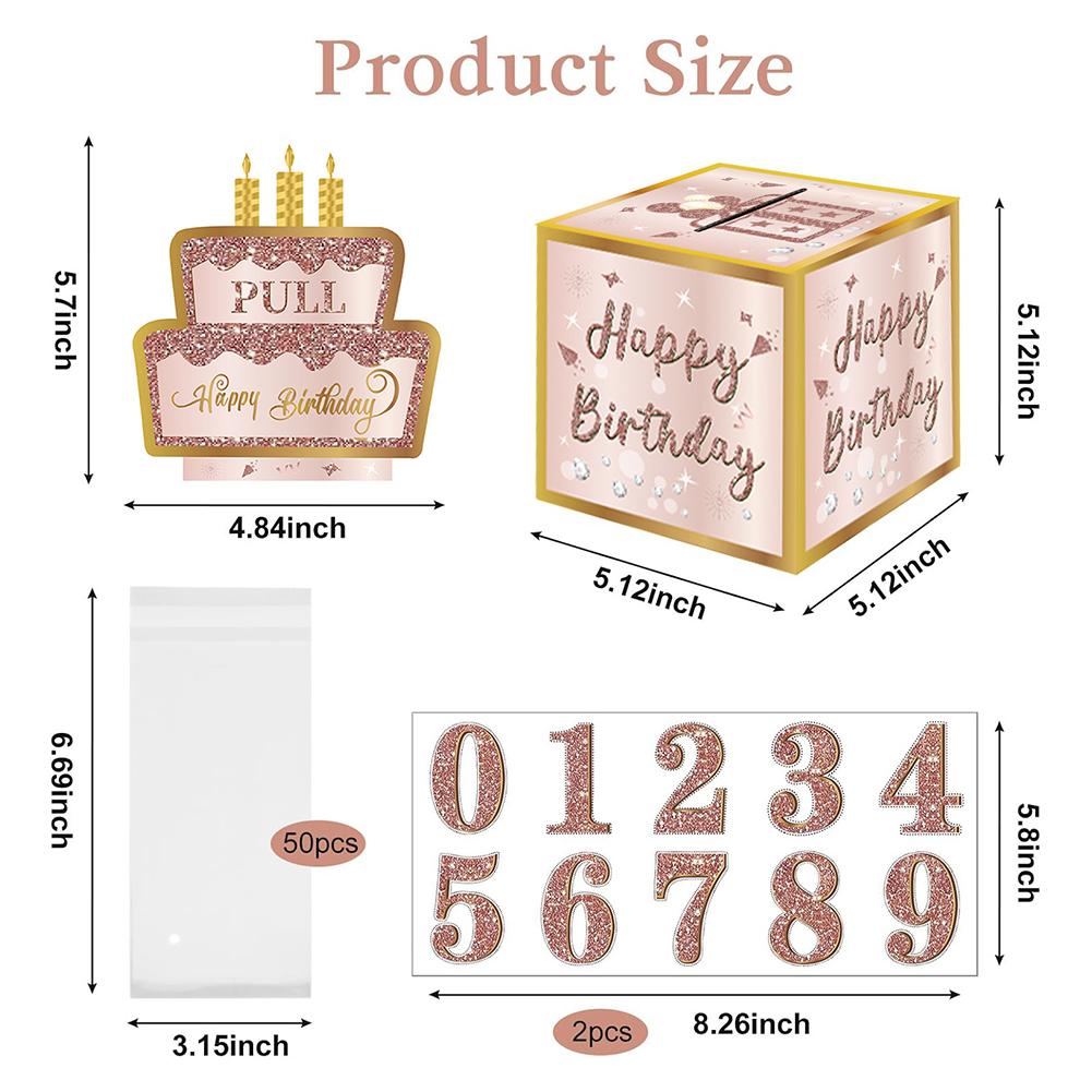 Pink Gold Birthday DIY Money Box Happy Birthday Decoration Kids Adults 18 30 Birthday Party Supplies Favors Gift Baby Shower