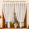 French Window Curtain No Drill Pleated Blinds for Patio Doors Sheer Voile Drapes Light Filtering Privacy Screen for Balcony Home