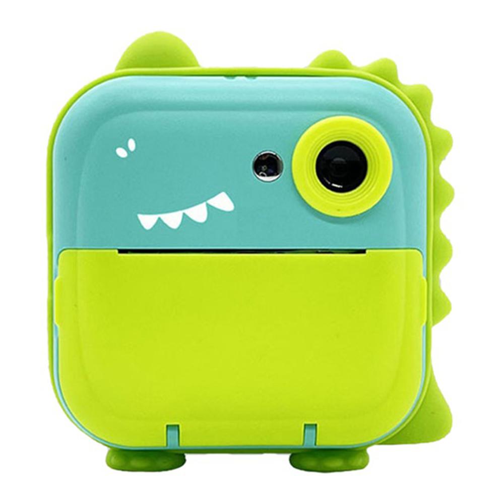 

Q5 2.4 Inch Kids Camera Cartoon Design Instant Print Photo Mini Digital Video Camera Green Dinosaur