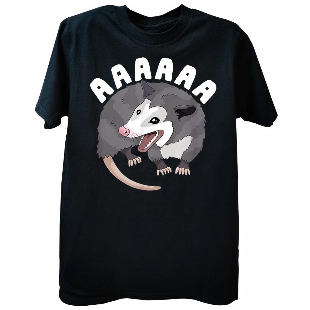 AAAAAA Screaming Opossum Stressed Possum Funny Dank Meme TShirt Classic Mens Top Tshirts Cotton Tops Tees Party S