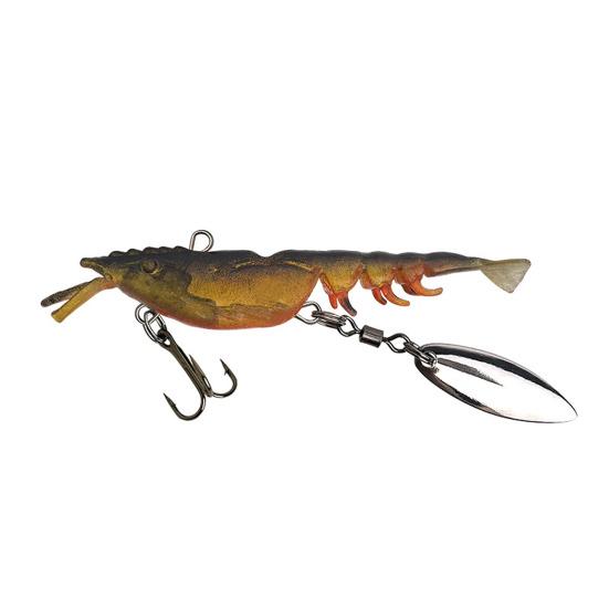 Fishing Lure Shrimp Swimbait Realistic Looking Vivid Color 360-Degree Rotating Sequins Pre-Rigged Fishing Jigs Fishing Bait
