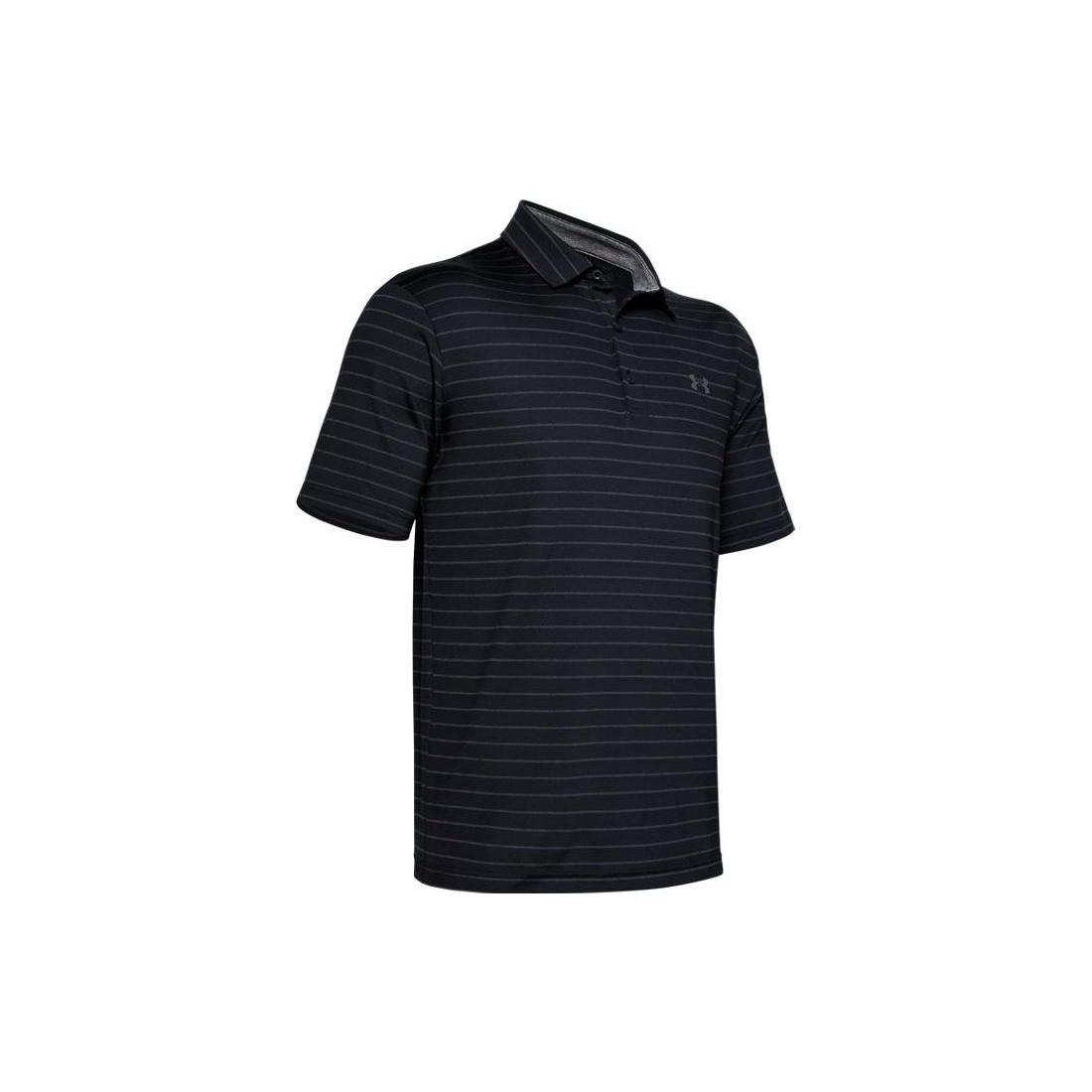 Under Armour Playoff Core Stripe Polo Shirt Black Men s 1351130-001 L