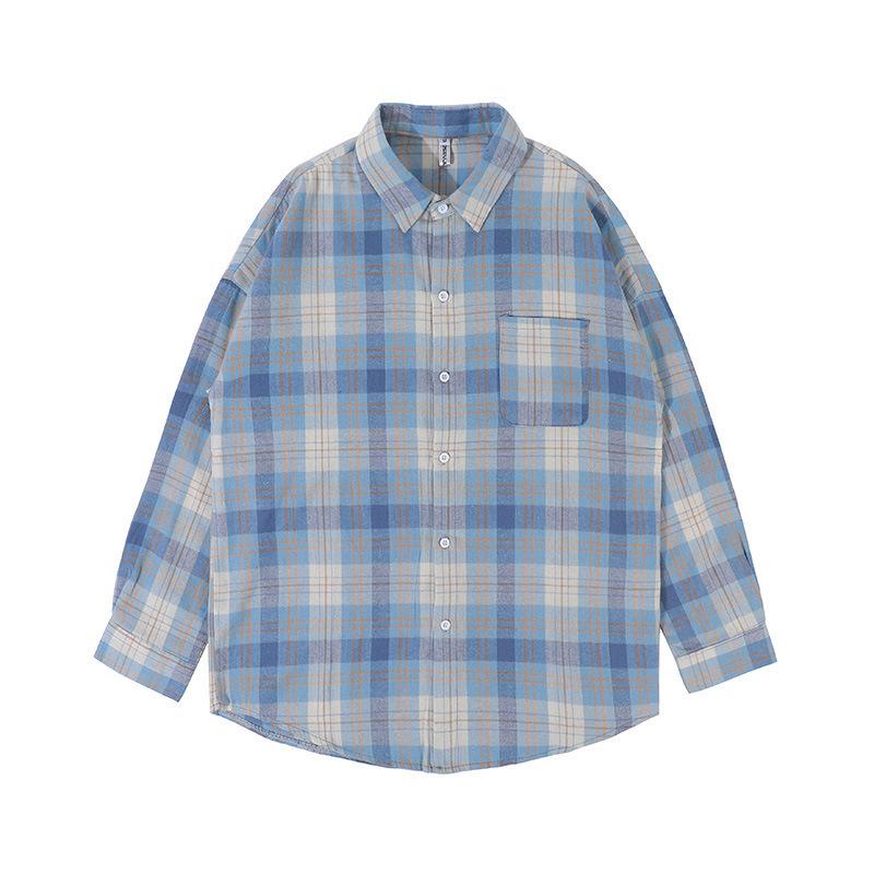Sunscreen Casual Plaid Shirt Men's Summer Thin Long-sleeved Shirt Couple Ice Silk Loose Jacket Top