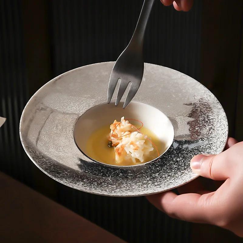Punto de Spray Degradado Nórdico Alta Belleza Cerámica de Lujo Ligero Plato para Pasta Occidental Plato Sombrero de Paja Restaurante Hotel Negocios