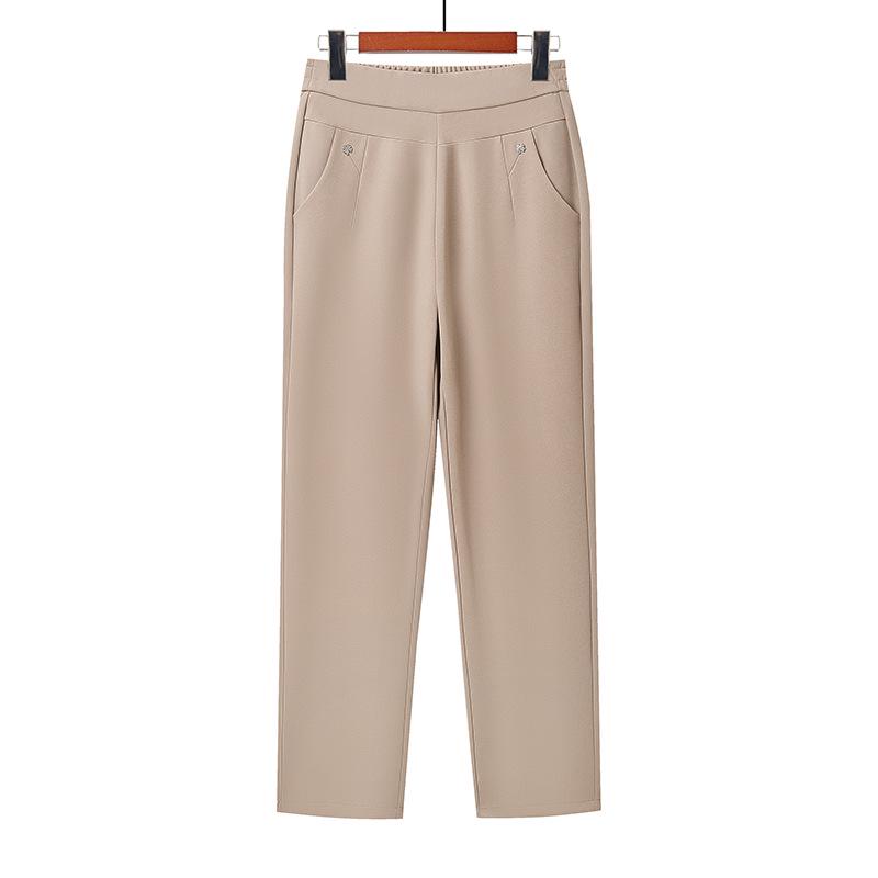 High Waist Straight Leg Velvet Warm Trousers for Middle-Aged Women – 50s Mom Style