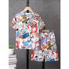 Summer Best-selling Street Leisure Fashion Youthful Vitality 3D Letter Pattern Printing Comfortable Children's Set