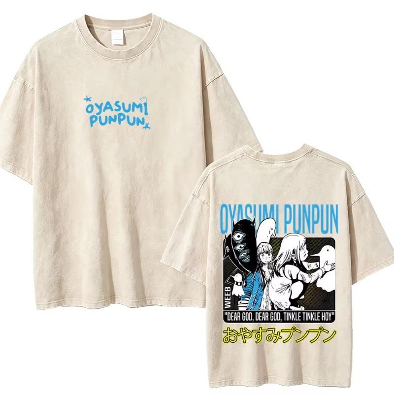 Washed Vintage Anime Oyasumi Goodnight Punpun Onodera T-shirt Aiko Tanaka Graphic T Shirts Men Women Manga Oversized T-shirts