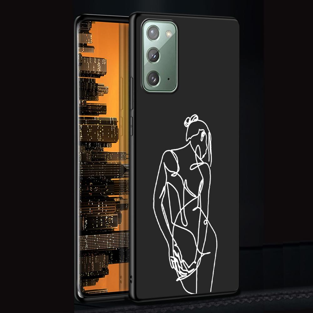 

Чехол для телефона Line Art Woman Abstract для Samsung Galaxy Note 20 Ultra 10 Lite 9 8 S22 Plus M31 M30s M11 M12 M21 TPU черный чехол Samsung A53 5G
