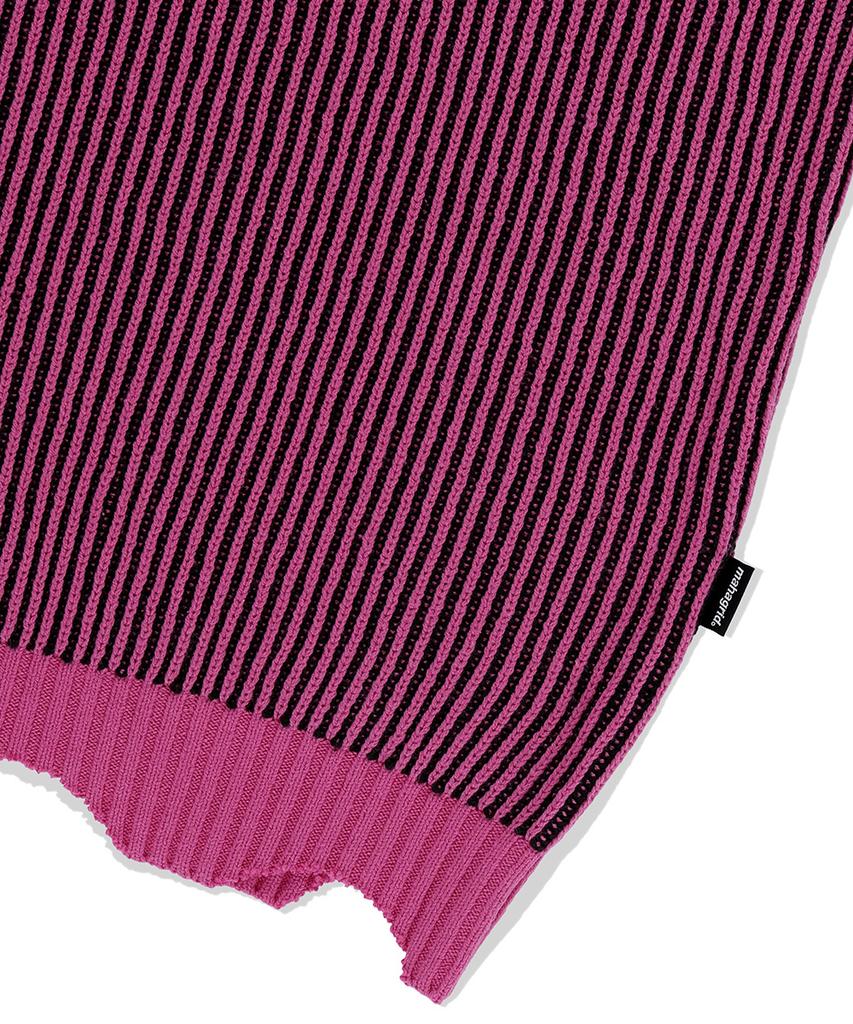 MAHAGRID Cutting Contrast Half Zip-Up Knit Pink(Mg2Efmk641A)