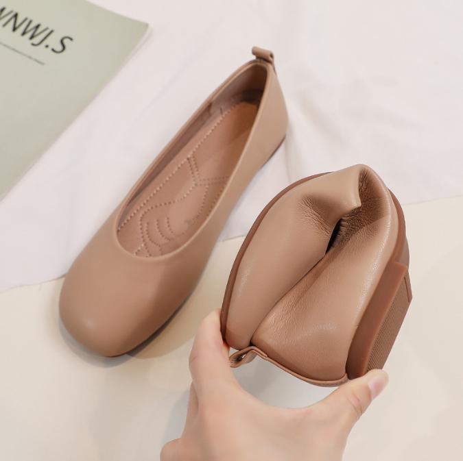 Genuine Leather Woman Casual Flats Female Retro Shoes Low Heeled Soft Soled Flat Shoes Casual Versatile Loafers Women