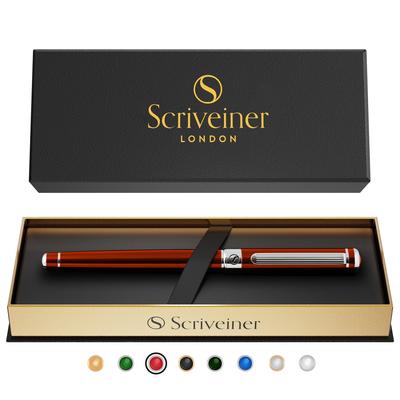 Scriveiner Rollerball Pen Finest Chrome Finish Schmidt Ink with Refill Wonderful Gift Set Perfect for Men Women Professional Executive Office Lacquer