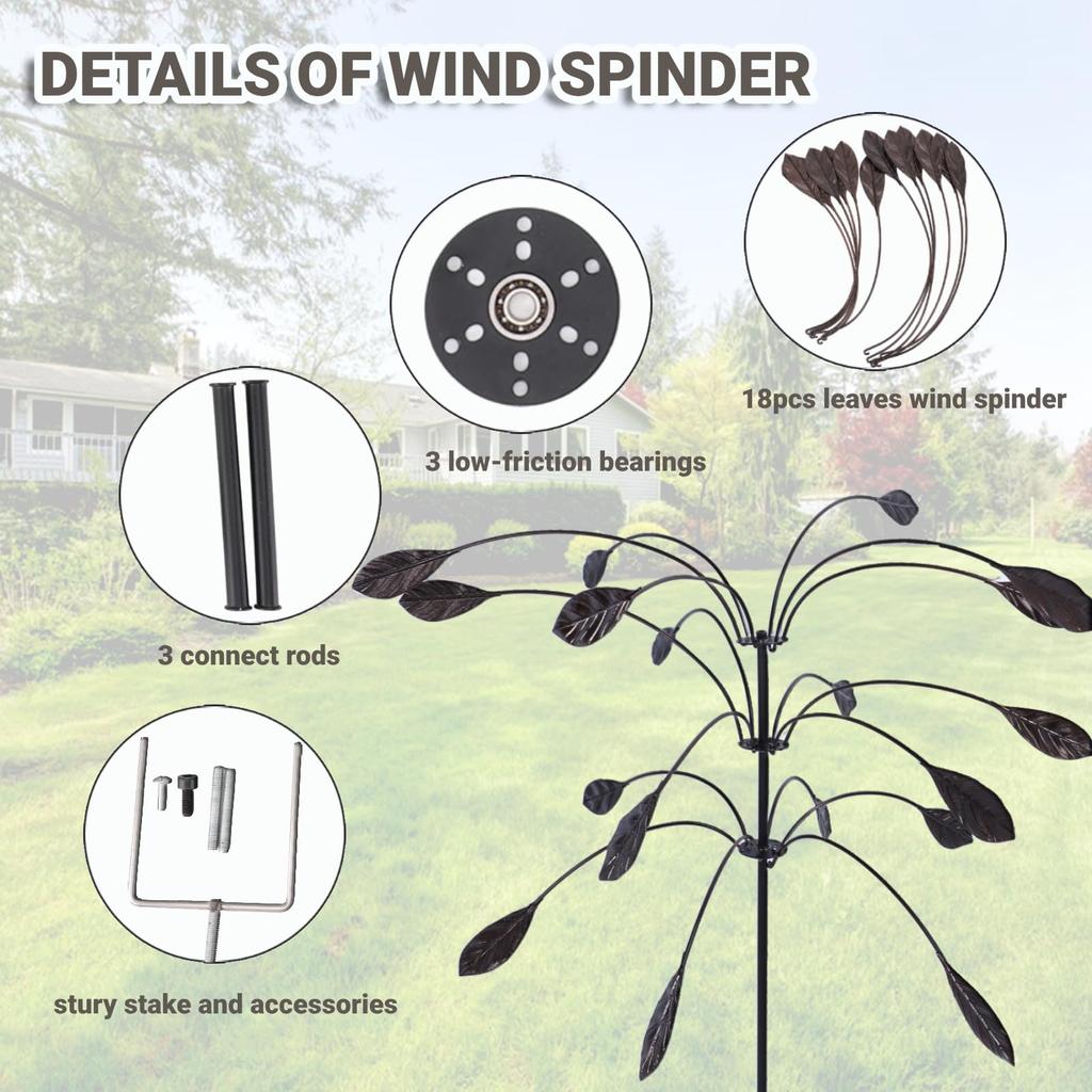 Windrad für Garten und Hof, dekoratives, drehbares Blätter-Windrad aus Eisen