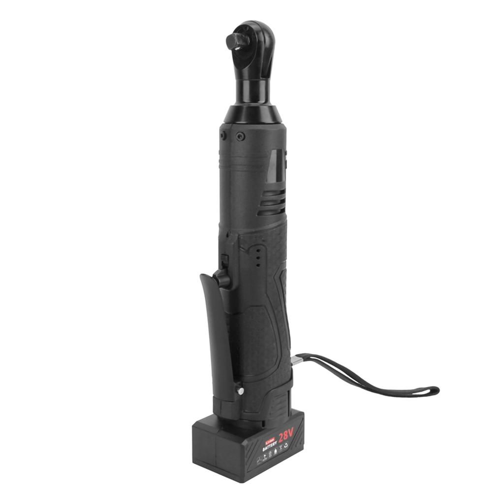 90 Degrees Right Angle 28V Electric Rechargeable Ratchet Wrench Ratchet Spanner Tool 3/8inUK Plug 110-240V